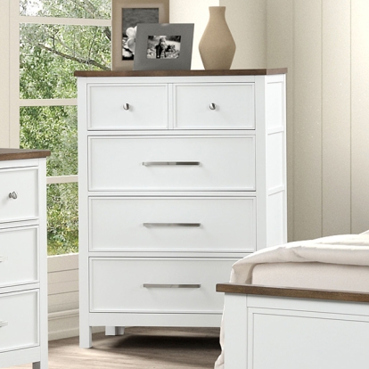 Furniture Of America Pinetop Modern Farmhouse White-Dark Brown Chest Model FM7171WH-C