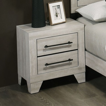 Furniture Of America Dubuque Contemporary Engineered Wood, Paper, Solid Rubberwood Light Gray Nightstand | FM72003LG-N