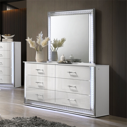 Furniture Of America Hazeline Glam White Dresser Model FM72010WH-D