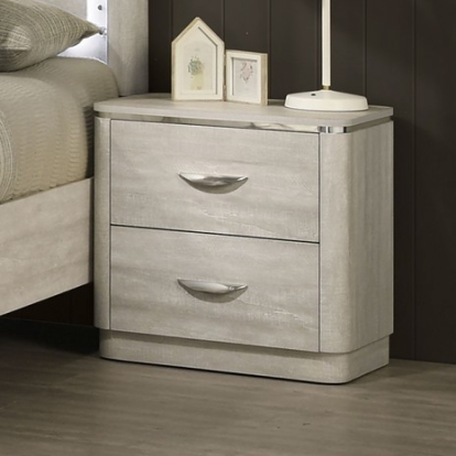 Furniture Of America Farsund Contemporary Engineered Wood, Solid Rubberwood, Paper Veneer Dusty Gray Nightstand | FM72013LG-N