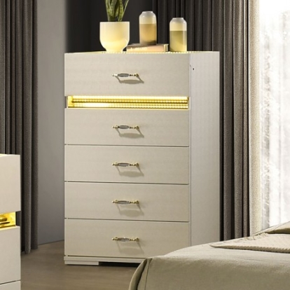 Furniture Of America Lucida Contemporary Engineered Wood, Laminate, Membrane Press, Rubberwood Beige Chest | FM72015BG-C