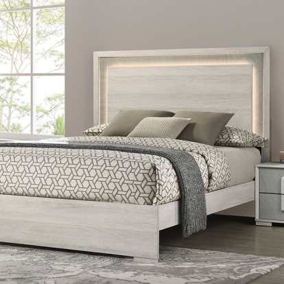 Furniture Of America Lincolt Contemporary White Wash/Stone Gray Bed Model FM7201WH-Queen Bed