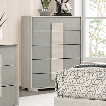 Furniture Of America Lincolt Contemporary White Wash/Stone Gray Chest Model FM7201WH-C