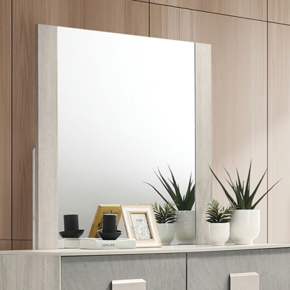 Furniture Of America Lincolt Contemporary White Wash-Stone Gray Mirror Model FM7201WH-M