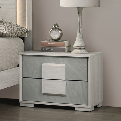 Furniture Of America Lincolt Contemporary White Wash-Stone Gray Night Stand Model FM7201WH-N