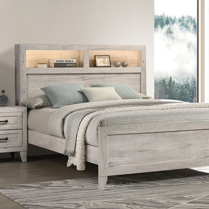 Furniture Of America Mysen Contemporary White Wash Bed Model FM7202WH-Queen Bed