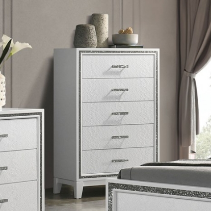 Furniture Of America Lucida Contemporary Uv Veneer, Solid Wood White Chest | FM7203WH-C