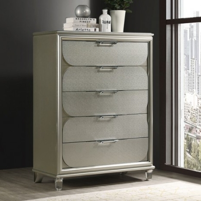 Furniture Of America Sheridan Contemporary Engineered Wood, Solid Rubberwood Silver Chest | FM72080SV-C