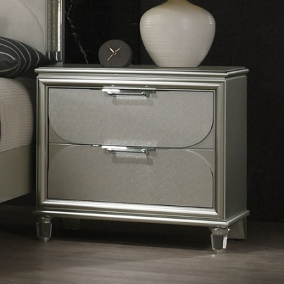 Furniture Of America Sheridan Contemporary Engineered Wood, Solid Rubberwood Silver Nightstand | FM72080SV-N