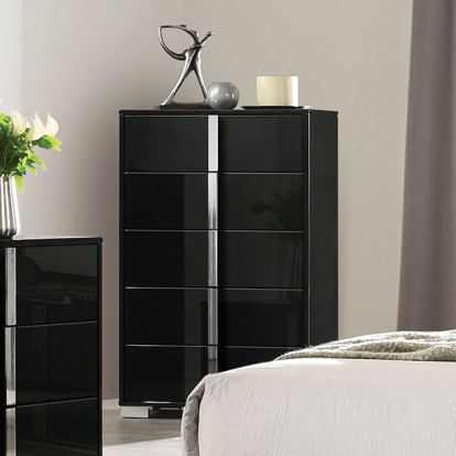 Furniture Of America Sinistra Contemporary Piano Black Chest Model FM7211BK-C