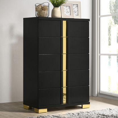 Furniture Of America Lillestrom Contemporary Black/Gold Chest Model FM7217BK-C