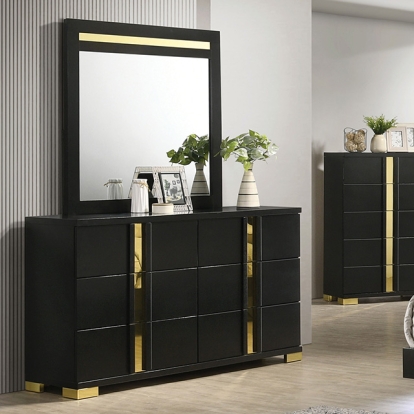 Furniture Of America Lillestrom Contemporary Black-Gold Dresser Model FM7217BK-D