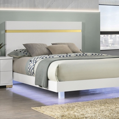 Furniture Of America Lillestrom Contemporary White-Gold Bed Model FM7217WH-Twin Bed
