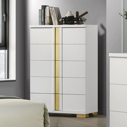 Furniture Of America Lillestrom Contemporary White/Gold Chest Model FM7217WH-C