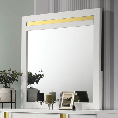 Furniture Of America Lillestrom Contemporary White-Gold Mirror Model FM7217WH-M