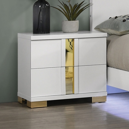 Furniture Of America Lillestrom Contemporary White-Gold Nightstand Model FM7217WH-N