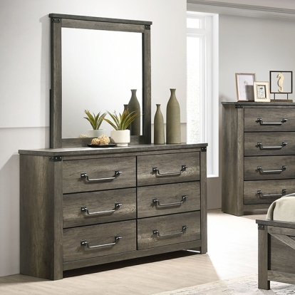 Furniture Of America Britonale Rustic Farmhouse Rustic Gray 6-Drawer Dresser Model FM7218GY-D