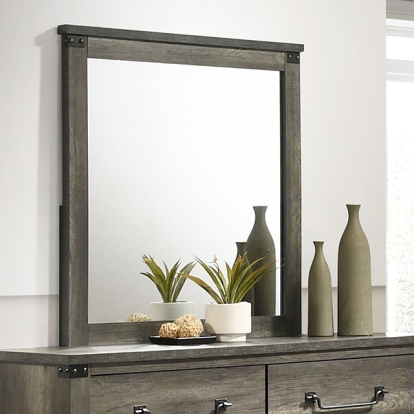 Furniture Of America Britonale Rustic Farmhouse Rustic Gray Mirror Model FM7218GY-M