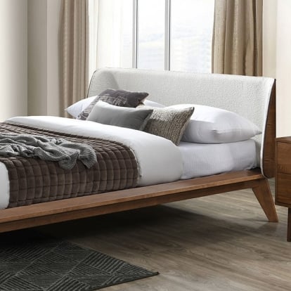 Furniture Of America Lenzburg Mid-Century Modern Walnut/Beige Bed Model FM7223WN-Full Bed