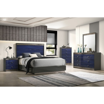 Furniture Of America Hartlepool Glam Ash Gray-Indigo Blue Nightstand Model FM7250BL-N