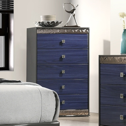 Furniture Of America Hartlepool Glam Ash Gray-Indigo Blue Chest Model FM7250BL-C