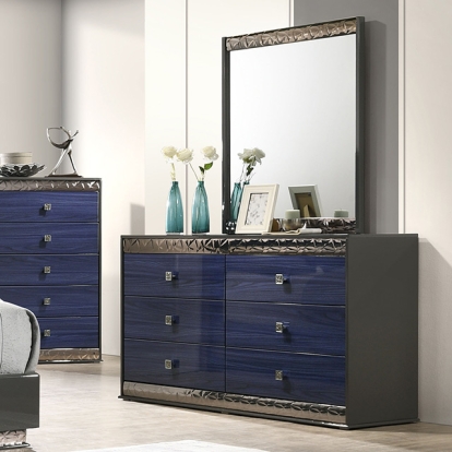 Furniture Of America Hartlepool Glam Ash Gray-Indigo Blue Dresser Model FM7250BL-D