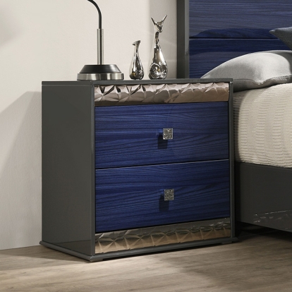 Furniture Of America Hartlepool Glam Ash Gray-Indigo Blue Nightstand Model FM7250BL-N