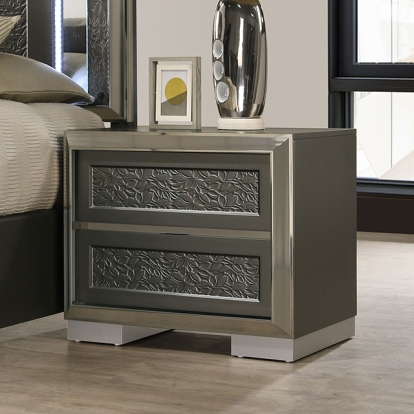Furniture Of America Leyland Contemporary Dark Gray Nightstand Model FM7252DG-N