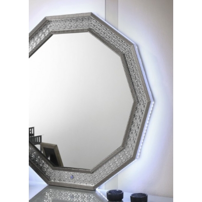 Furniture Of America Cassiopeia Glam Metallic Gray Decagon Mirror Model FM7253GY-M