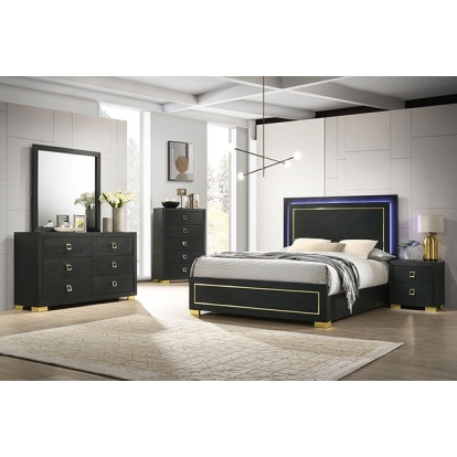 Furniture Of America Latimer Contemporary Black Bed Model FM7270BK-Twin Bed