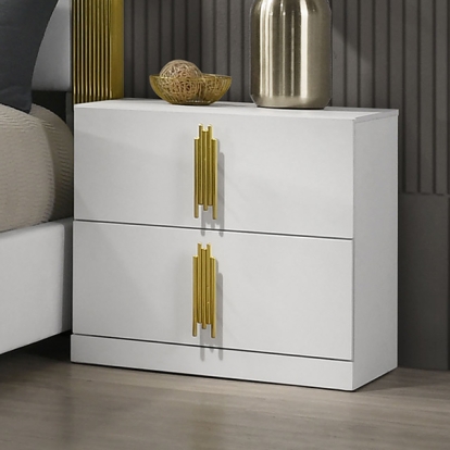 Furniture Of America Basildon Contemporary White-Gold Nightstand Model FM7271WH-N