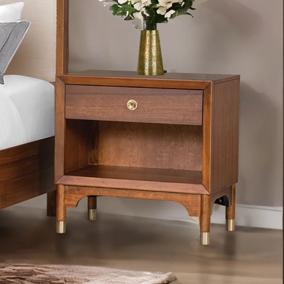 Furniture Of America Hepburne Mid-Century Modern Walnut Nightstand Model FM74000WN-N