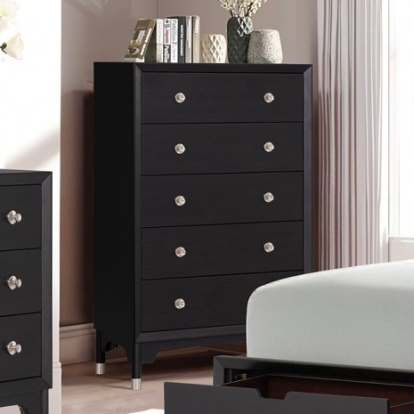 Furniture Of America Torrance Mid-Century Modern Acacia Veneer, Engineered Wood, Solid Wood Black Chest | FM74002BK-C