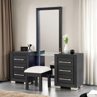 Furniture Of America Ashbourne Contemporary Black Vanity Set Model FM7415BK-V-SET