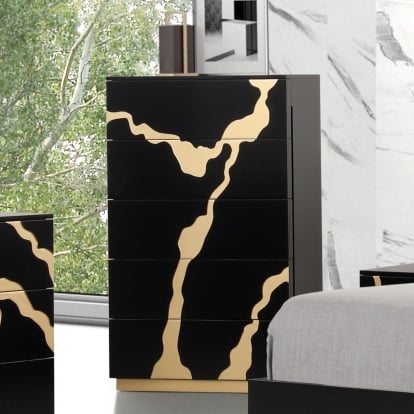 Furniture Of America Goldsberg Contemporary Black/Gold Chest Model FM7425BK-C