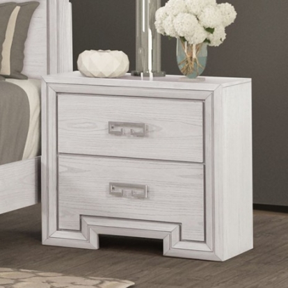 Furniture Of America Basilone Transitional Metal, Solid Wood, Wood Veneer Rustic White Nightstand | FM7440WH-N