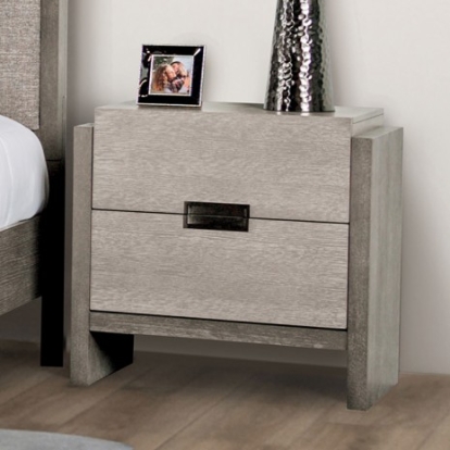 Furniture Of America Gristalt Contemporary Engineered Wood, Solid Wood, Others Stone Gray Night Stand (W/ Felt Line, No Usb) | FM7597GY-N