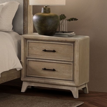 Furniture Of America Midhurst Transitional Engineered Wood, Solid Rubberwood, White Oak Veneer Oak Nightstand | FM7600AK-N