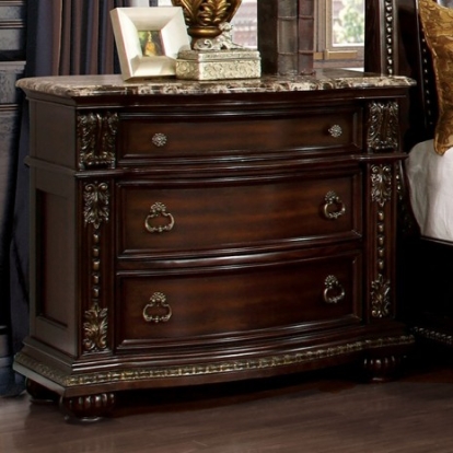 Furniture Of America Fromberg Traditional Engineered Wood, Marble, Solid Wood, Wood Veneer Brown Cherry Nightstand | FM7670N