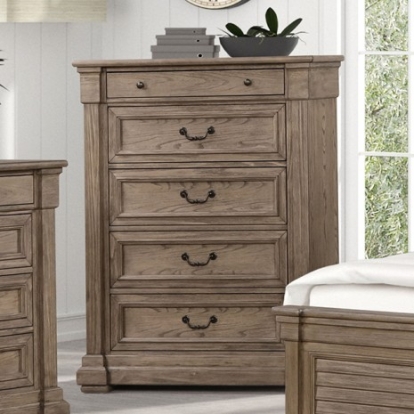 Furniture Of America Sheringham Transitional Elm Veneer, Engineered Wood, Solid Wood Weathered Gray Chest | FM7701BR-C