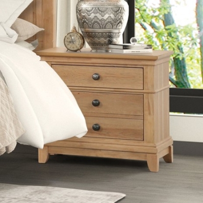 Furniture Of America Mchenry Farmhouse Engineered Wood, Pecan Veneer, Rubberwood, Solid Wood Natural Oak Nightstand | FM7706NT-N