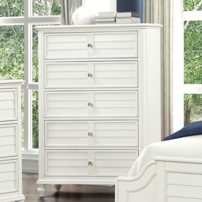 Furniture Of America Whitehaven Transitional/Coastal Engineered Wood Veneer, Rubberwood Antique White Chest | FM7708WH-C