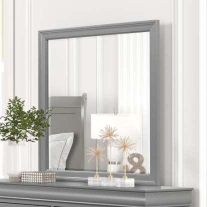 Furniture Of America Louis Philippe Transitional Solid Wood, Wood Veneer, Others Gray Mirror | FM7866GY-M