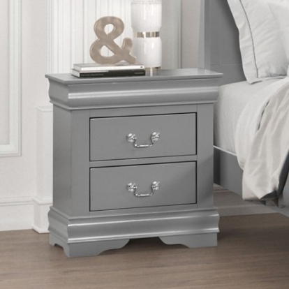 Furniture Of America Louis Philippe Transitional Solid Wood, Wood Veneer, Others Gray Night Stand | FM7866GY-N