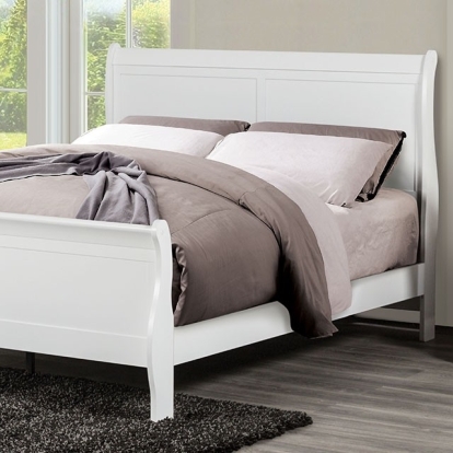 Furniture Of America Louis Philippe Transitional Solid Wood, Wood Veneer, Others White Bed | FM7866WH