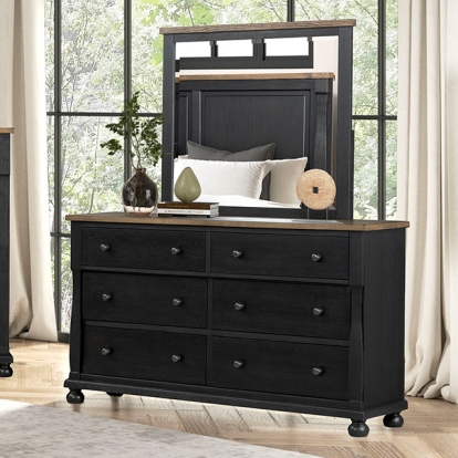 Furniture Of America Neue Mills Modern Farmhouse Farmhouse Black-Rustic Oak Dresser Model FM79009BK-D