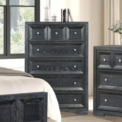 Furniture Of America Hatton Cross Modern Classic Engineered Wood, Solid Rubberwood, White Oak Veneer Weathered Black Chest | FM79011BK-C