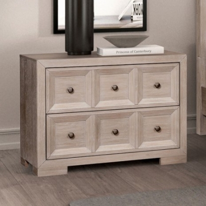Furniture Of America Hatton Cross Modern Classic Engineered Wood, Solid Rubberwood, White Oak Veneer Tawny Oversized Nightstand | FM79011NT-N2