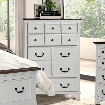 Furniture Of America Hampstead Modern Farmhouse White-Dark Brown Chest Model FM79014WH-C