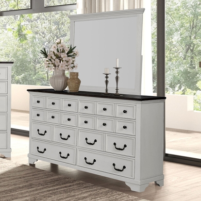 Furniture Of America Hampstead Modern Farmhouse White/Dark Brown Dresser Model FM79014WH-D